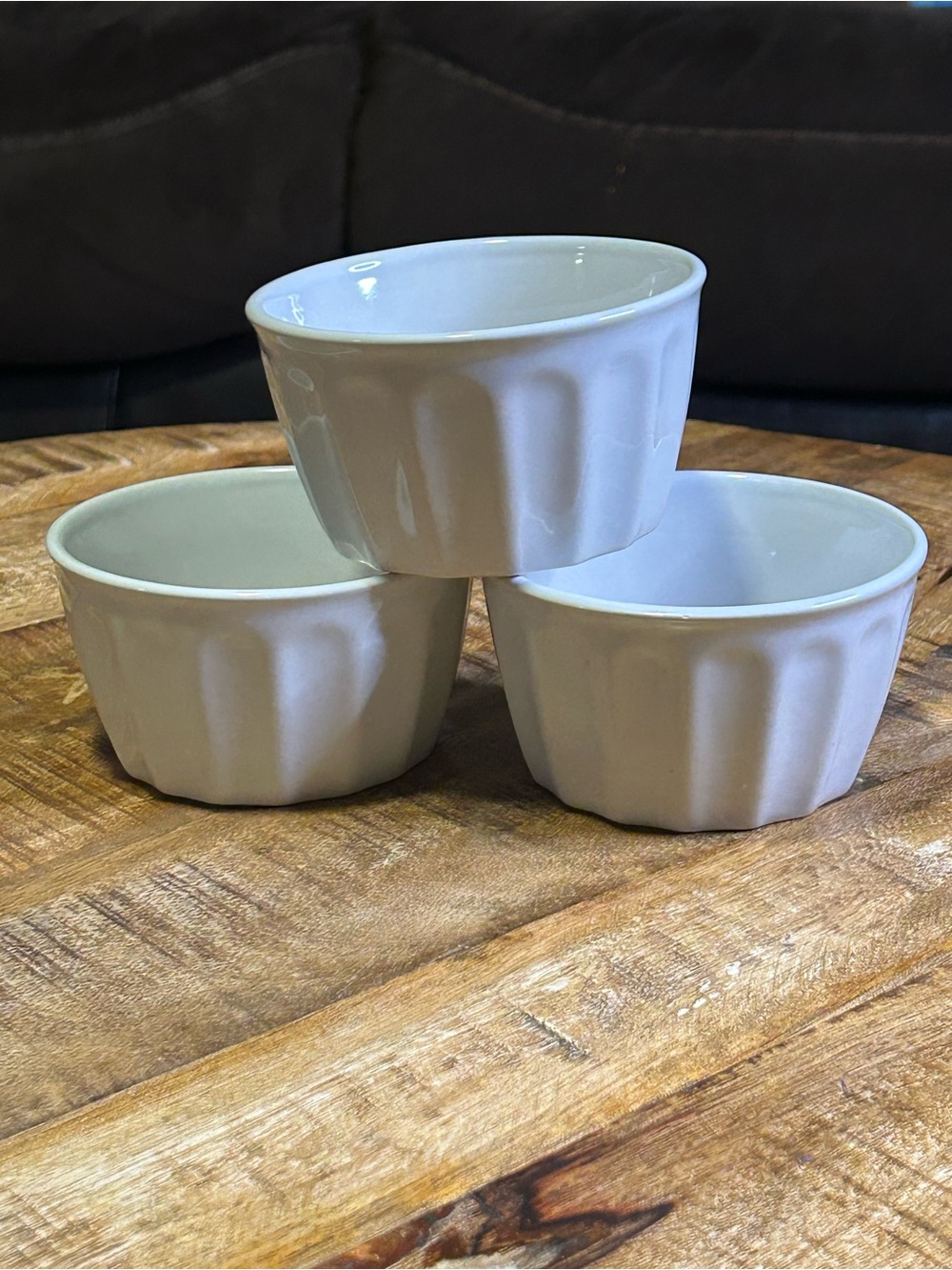 Royal Norfolk White Fluted Ceramic Ramekins - Set of 3, rare 8 oz